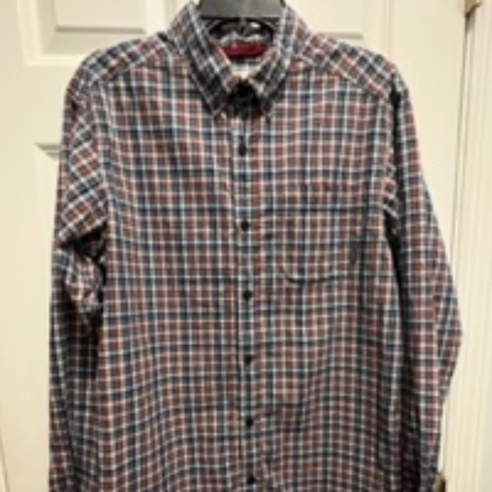 Columbia small blue and red button down shirt 100% cotton